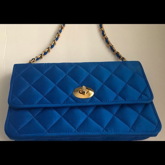 New Khanitha Blue Quilted Thai Silk Pocketbook Purse made in Thailand - Picture 12 of 16